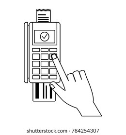 hand with voucher machine isolated icon