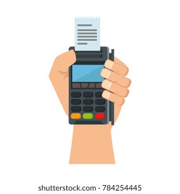 hand with voucher machine isolated icon