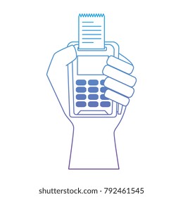 hand with voucher machine isolated icon