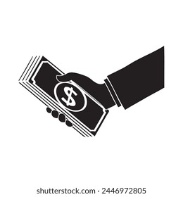 Hand with a wad of money as a financial transaction