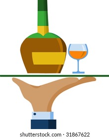 hand of waiter with tray