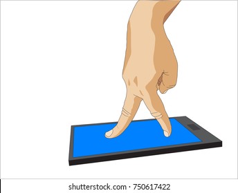 hand walk on mobile phone (vector)