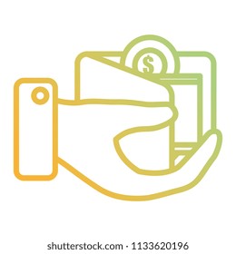 hand with wallet and coins money