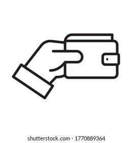 hand with wallet money dollar line style icon vector illustration design