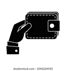 hand with wallet money isolated icon