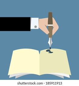 Hand want to signature a book - vector illustration