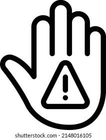 hand warning Vector illustration on a transparent background.Premium quality symbols.Thin line vector   icon for concept and graphic design.