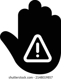 advertencia de mano Ilustración vectorial en un fondo transparente.Símbolos de calidad premium.Icono vector glifos para el concepto y el diseño gráfico.