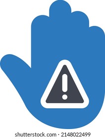 advertencia de mano Ilustración vectorial en un fondo transparente.Símbolos de calidad premium.Icono vector glifos para el concepto y el diseño gráfico.