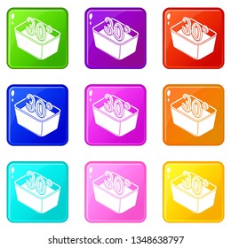 Hand wash 30 degrees celsius icons set 9 color collection isolated on white for any design