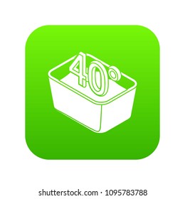 Hand wash 40 degrees celsius icon green vector isolated on white background