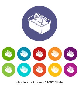 Hand wash 60 degrees celsius icons color set vector for any web design on white background
