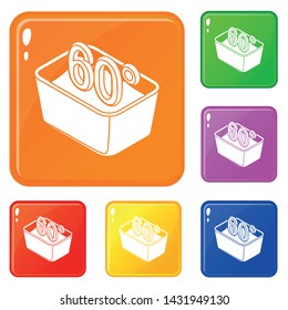 Hand wash 60 degrees celsius icons set collection vector 6 color isolated on white background