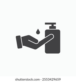 Hand wash black solid vecor icon