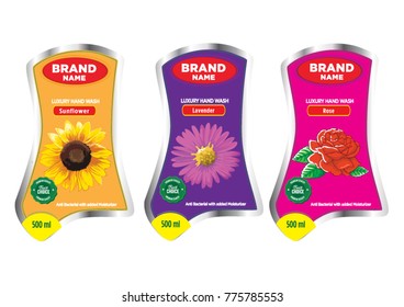 hand wash bottle stickers label design pacha ginger for sunflower, rose, lavender 