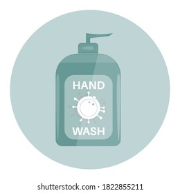 Hand wash bottle vector illustration on a green background