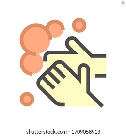 Hand wash correctly icon to protect against infection of coronavirus (covid-19). By using soap and water. Also using alcohol-based handrub both spray and jel. To kills viruses on your hands. 64x64 px.