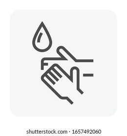Hand wash correctly vector icon to protect against infection of coronavirus (covid-19). By using soap and water. Also using alcohol-based hand rub both spray and jel. To kills viruses on your hands.