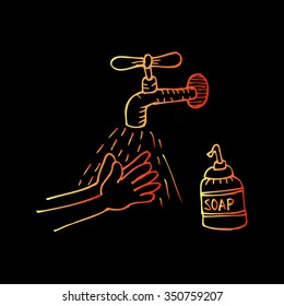 Hand wash. Hand drawing illustration