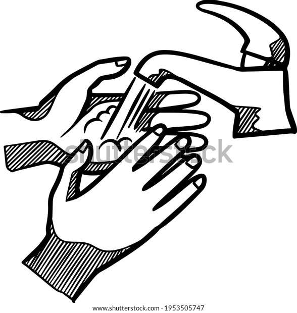 Hand Wash Drawing Vector Illustration Stock Vector (Royalty Free