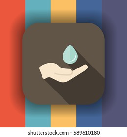 hand wash flat icon with long shadow, vector illustration