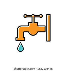 Icono de lavado de mano, grifo de agua e icono de gota de agua. vector de plantilla de diseño