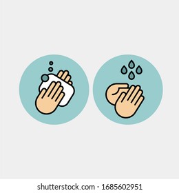Hand waschen flache Vektorillustration Symbol. Saubere Hände flache Vektorillustration Symbol