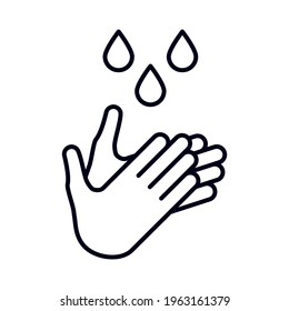 Hand wash flat vector icon, Clean hands line art symbol websites and print. 