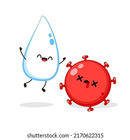 Hand wash gel character. alcohol gel drop. Hand wash gel and Bacteria vector.