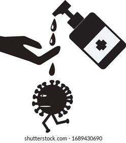 Hand wash gel destroys germs in the hands