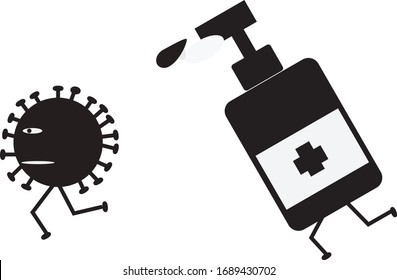 Hand wash gel destroys germs in the hands