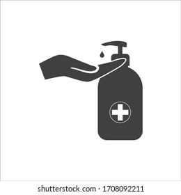 Hand wash gel icon on white background. Hand sanitizer sign and symbol