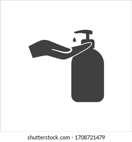 Hand wash gel icon on white background. Hand sanitizer sign and symbol