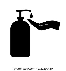 Hand wash gel icon on white background. Hand sanitizer sign and symbol.