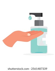 Hand wash gel icon on white background. Hand sanitizer sign and symbol stock illustration