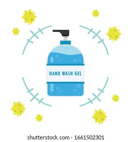 Hand wash gel vector. Hand wash gel and Bacteria.