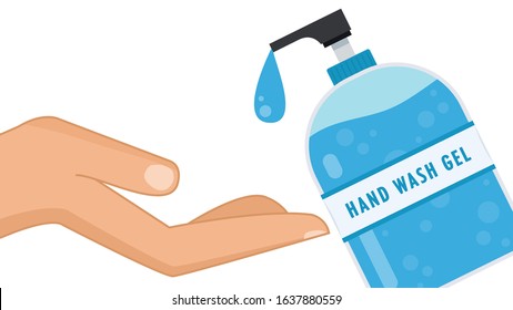 Hand wash gel vector. Hand wash gel on white background. Hand vector.