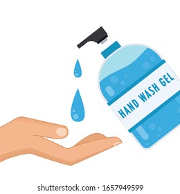 Hand wash gel vector. Hand wash gel on white background. Hand vector.