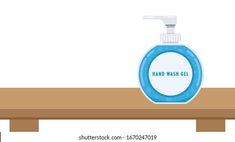 Hand wash gel vector. Hand wash gel symbol. Hand wash gel on the table.