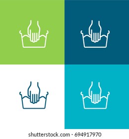 Hand wash green and blue material color minimal icon or logo design