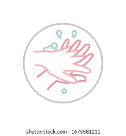 Hand wash hygiene icon. Respiratory hygiene sign. Anti-bacterial hands washing pictogram. Medical care concept. Vector illustration isolated on a white background