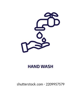 hand wash icon from cleaning collection. Thin linear hand wash, hygiene, clean outline icon isolated on white background. Line vector hand wash sign, symbol for web and mobile