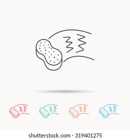 Hand wash icon. Cleaning sponge sign. Linear icons on white background. Vector