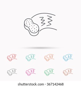 Hand wash icon. Cleaning sponge sign. Linear icons on white background.