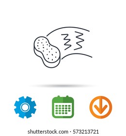 Hand wash icon. Cleaning sponge sign. Calendar, cogwheel and download arrow signs. Colored flat web icons. Vector