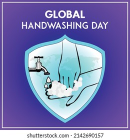 Icono de lavado de manos con combinación de señal segura en el concepto del día de lavado de manos global