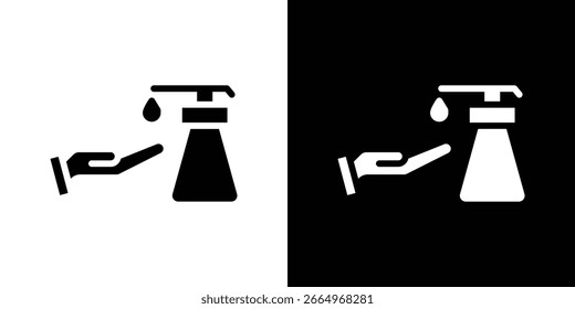 Handwaschsymbol in flachem schwarzem, festem Vektorsatz
