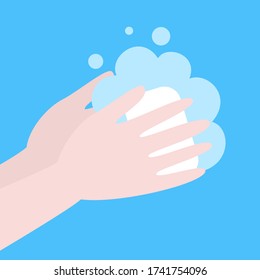 Icono de lavado de manos en diseño plano. Ilustración vectorial.
