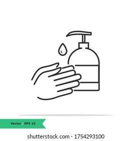 Hand wash icon illustration. Prevention Sign Symbol. Vector Line Icon EPS 10