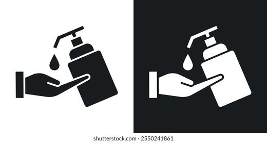 Hand wash icon pack in black color.